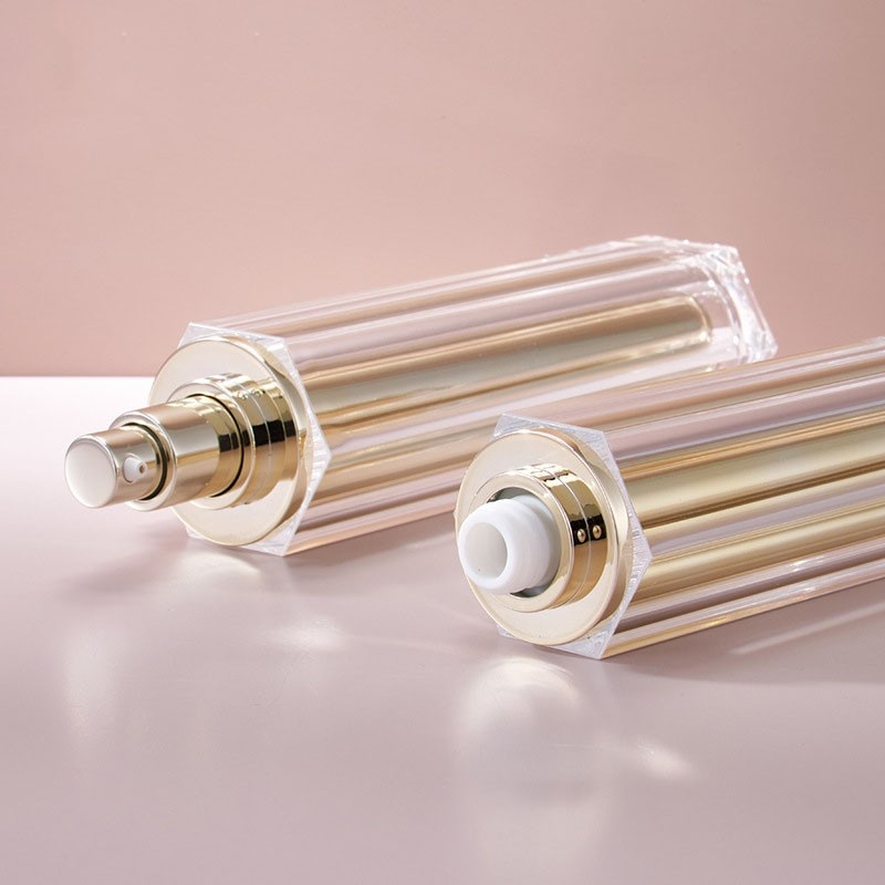 Acrylic electroplated gold hexagonal lotion bottle, cosmetic bottle, high-end face cream bottle, ointment bottle