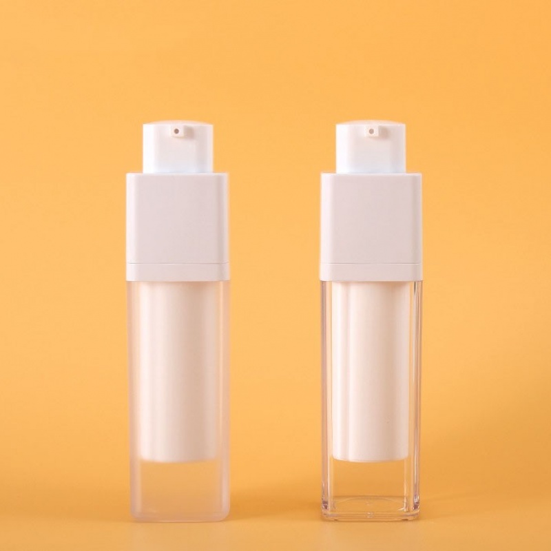 15 30 50mlAS Square Rotary Vacuum Bottle, Press-Type Lotion Bottle, Portable Vacuum Cosmetic Packaging Material