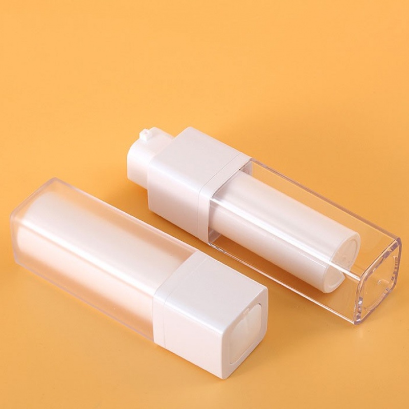 15 30 50mlAS Square Rotary Vacuum Bottle, Press-Type Lotion Bottle, Portable Vacuum Cosmetic Packaging Material