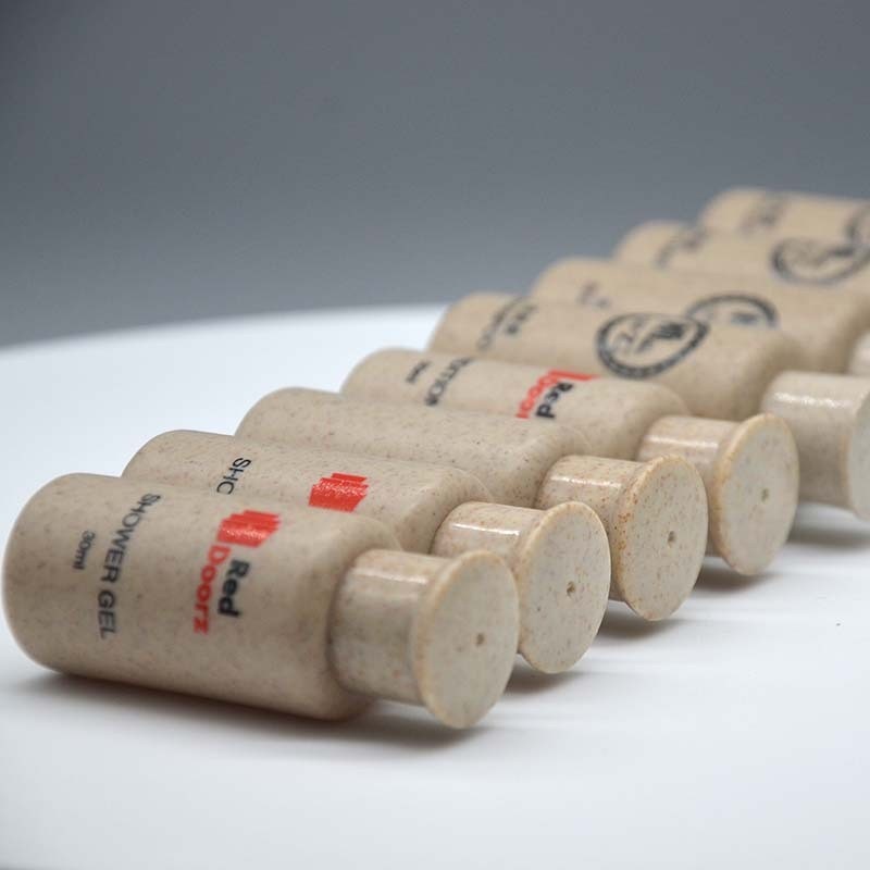 Degradable Straw Shampoo Bottle Hotel Washing Care Packaging Straw Empty Bottle Wheat Straw Dispenser Bottle