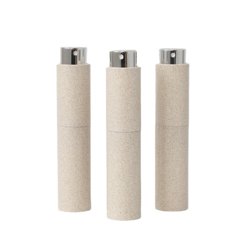 Discount Wholesale Wheat Straw Small Spray Bottle White Pla Biodegradable Dispenser Bottle 10ml Rotary Spray Bottle