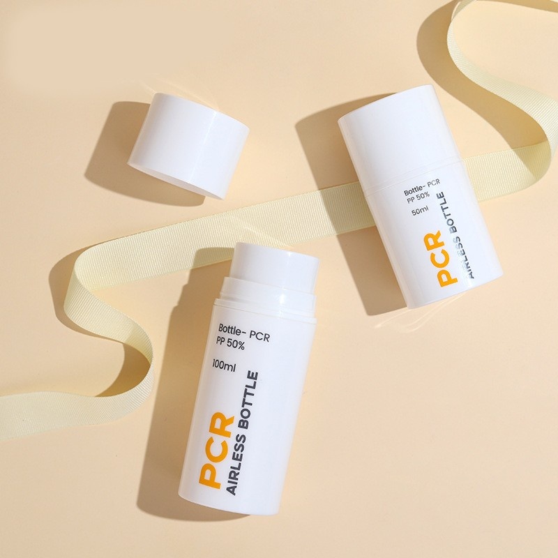 Custom Press Pcr Emulsion Bottle White Vacuum Bottle Cosmetics Packaging Bottle European And American Packaging Materials Oem