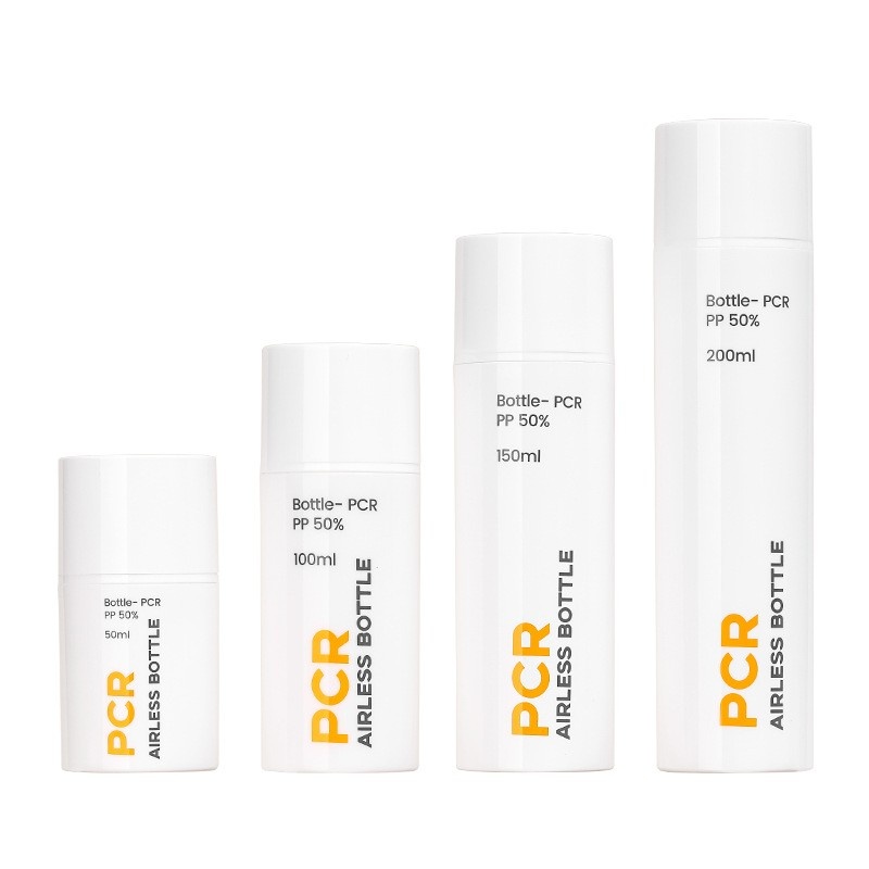 Custom Press Pcr Emulsion Bottle White Vacuum Bottle Cosmetics Packaging Bottle European And American Packaging Materials Oem