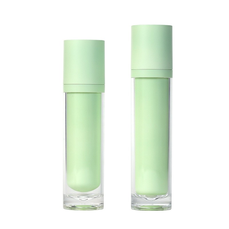 Custom Replaceable Green Inner Vacuum Bottle Replace Filling Cream Bottle Acrylic Emulsion Bottle Dispenser Bottle