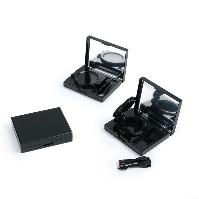 Cushion Compact - Dual-color Eyebrow Powder Cushion Compact with Double-ended Brush