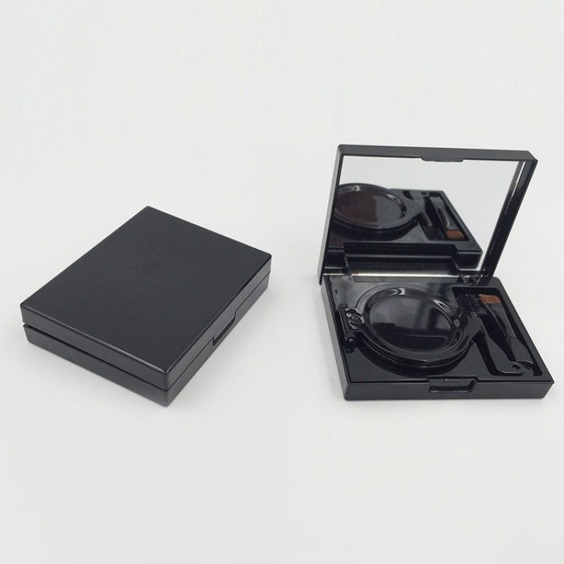Cushion Compact - Dual-color Eyebrow Powder Cushion Compact with Double-ended Brush