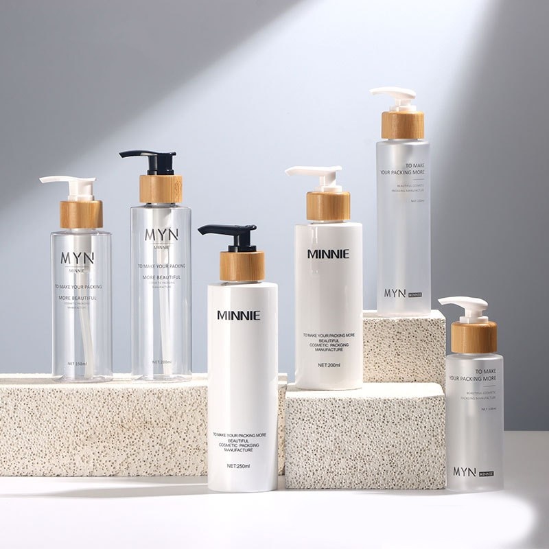 Stock Bamboo Pressing Bottle 100ml Small Bottle Skin Care Lotion Bottle Cosmetic Packaging Material 200ml Wash Bottle