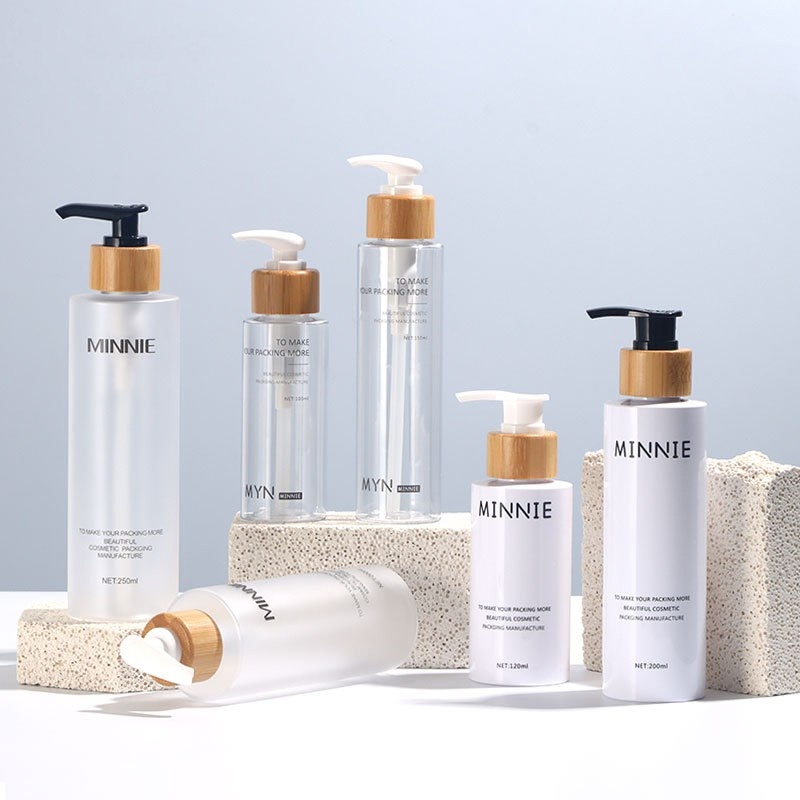 Stock Bamboo Pressing Bottle 100ml Small Bottle Skin Care Lotion Bottle Cosmetic Packaging Material 200ml Wash Bottle
