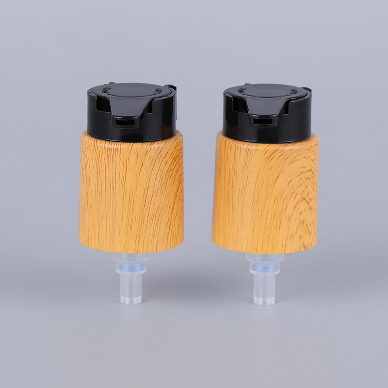 New Water Transfer Wood Grain 24_410 Powder Pump Foundation Essence Emulsion Pump Pp Material Long Nozzle Pump Head