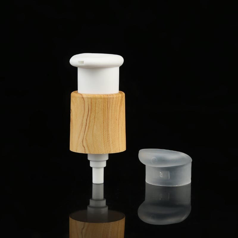 New Bamboo Pp Emulsion Pump 24_410 Transparent Half Cover Powder Pump Pressing Foundation Essence Pump