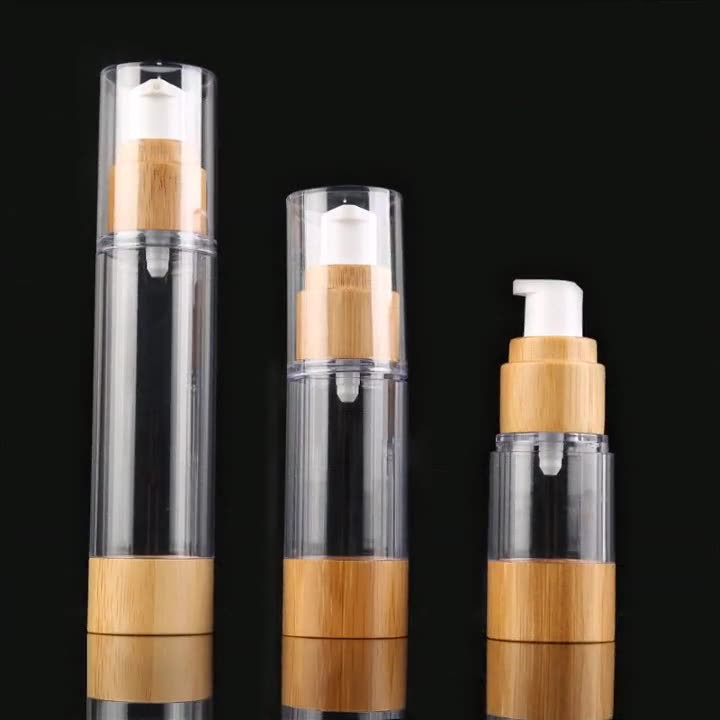 Skincare Packaging 15ml_30ml_50ml Bamboo As Vacuum Bottle Emulsion Bottle Foundation Dispenser Bottle