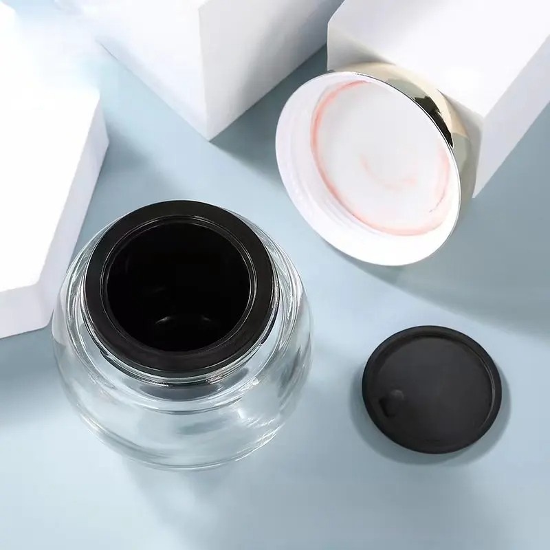 Clear Empty Screw Cap Round Plastic Face Cream Cosmetic Jars
