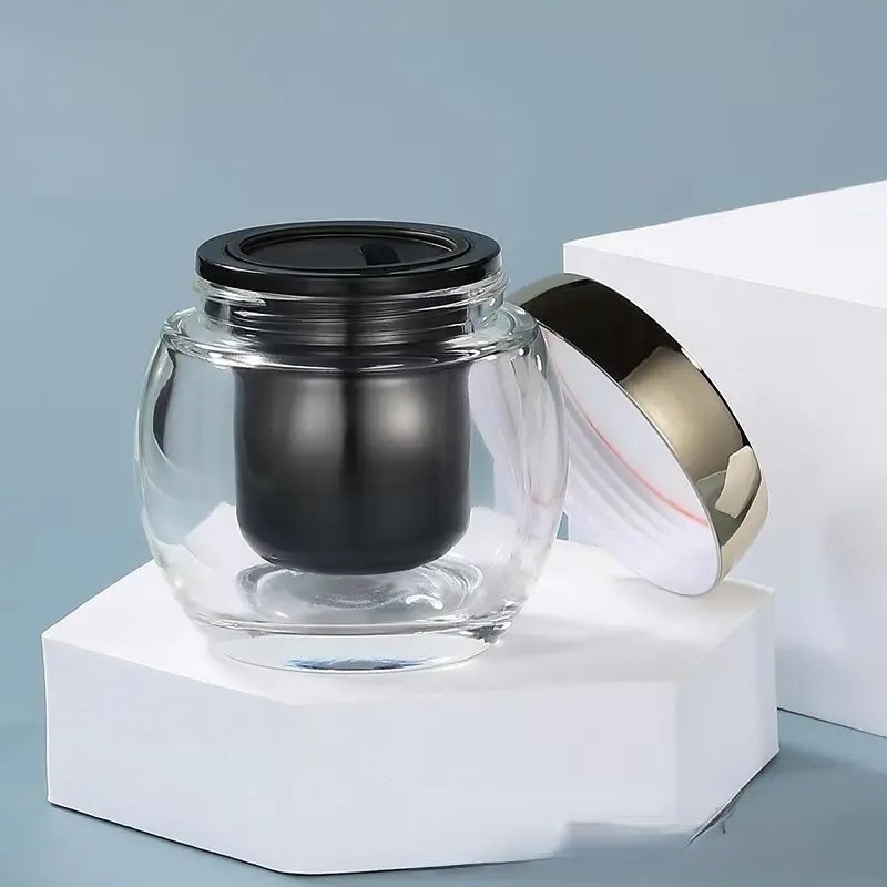 Clear Empty Screw Cap Round Plastic Face Cream Cosmetic Jars