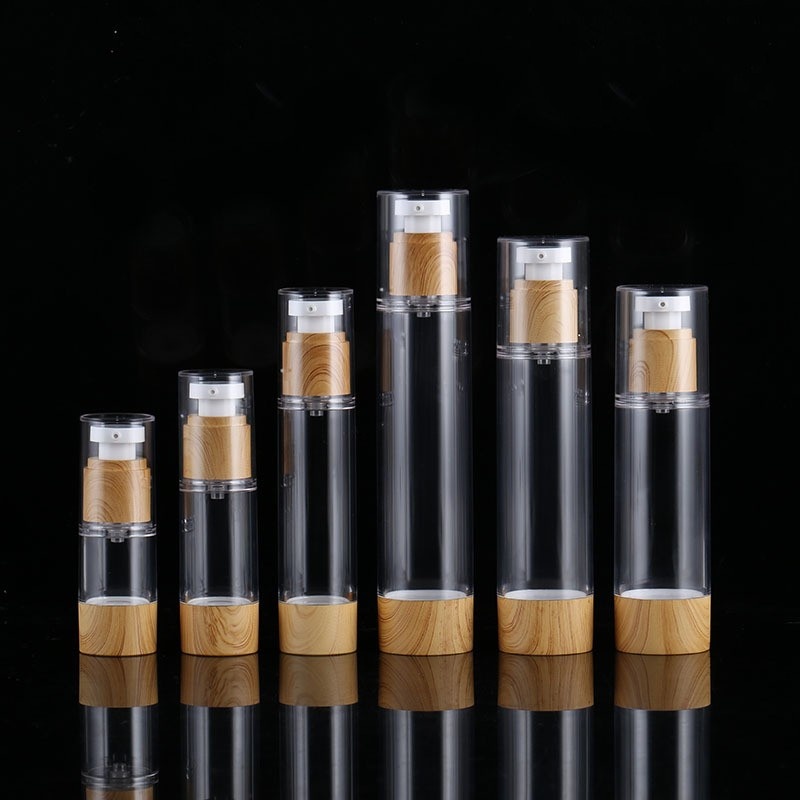 Packaging Material 15 30 50 80 100 120mlas Wood Grain Vacuum Bottle Pressed Emulsion Bottle Essence Spray