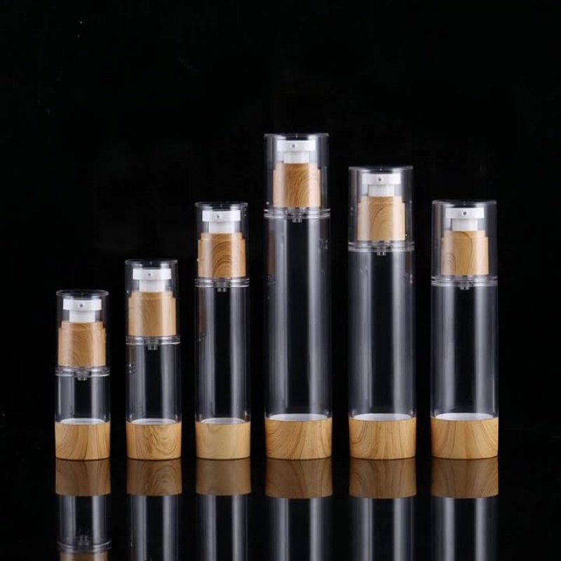 Packaging Material 15 30 50 80 100 120mlas Wood Grain Vacuum Bottle Pressed Emulsion Bottle Essence Spray