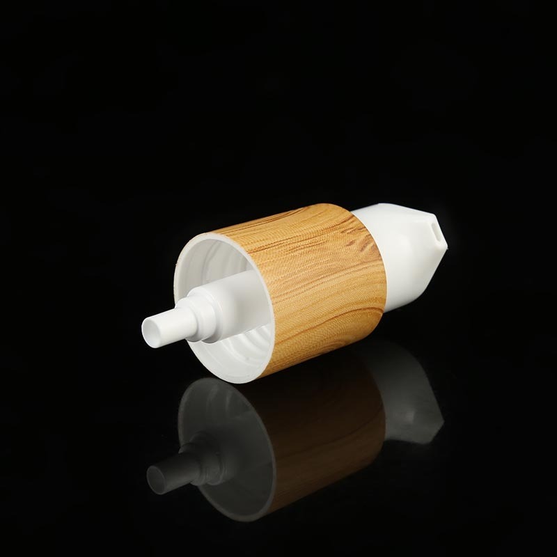 New Bamboo 24_410 Pressing Wood Grain Pp Material Powder Pump Foundation Essence Emulsion Pump