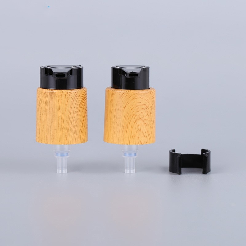 New Water Transfer Wood Grain 24_410 Powder Pump Foundation Essence Emulsion Pump Pp Material Long Nozzle Pump Head