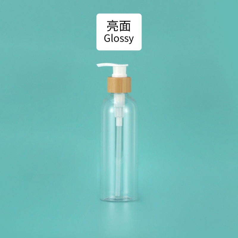 Stock 200ml250ml300ml Round Shoulder Bamboo Press Emulsion Bottle Cosmetic Dispenser Bottle Scrub Pet Bottle