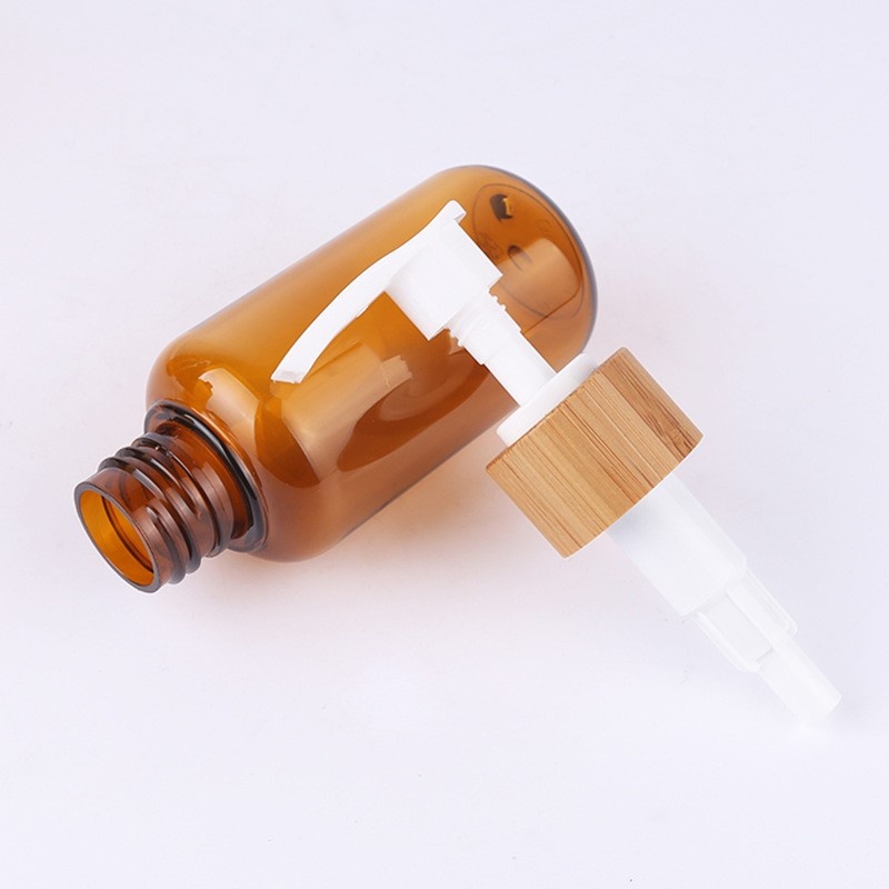 Daily Chemicals 100 200 300ml Brown Pet Wrapped Bamboo Lotion Pump Bottle Hand Sanitizer Shower Gel Dispenser Bottle