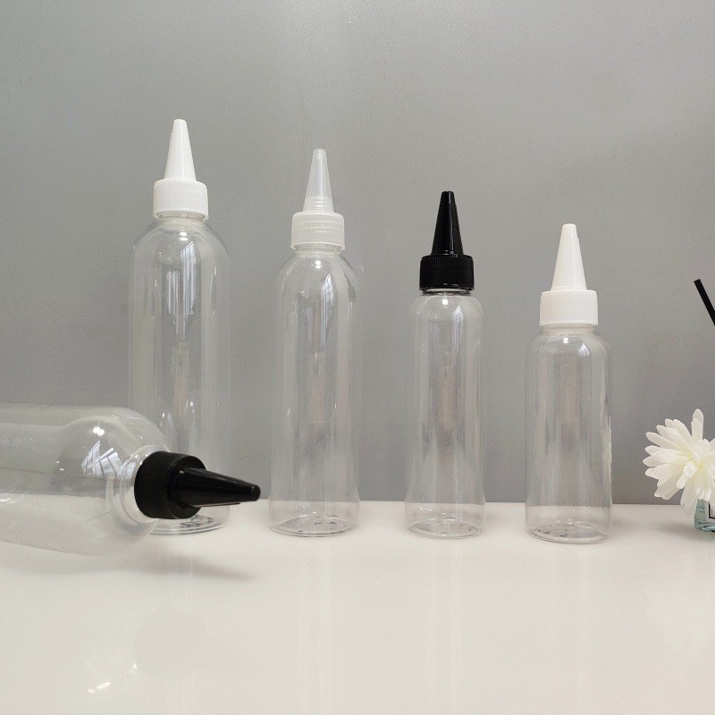 PET 100ml/500ml transparent bottles, pointed spout squeeze bottles