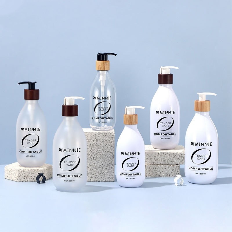 500ml Pressed Shampoo Bottle Empty Bottle Lotion Bottle Walnut Pump Head Pet Bottle Body Wash Dispenser Bottle