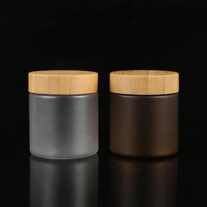 50_150_200_250ml Frosted Pet Jar With Bamboo Lid Wide Mouth Scrub Body Lotion Jar Cream Mask Jar