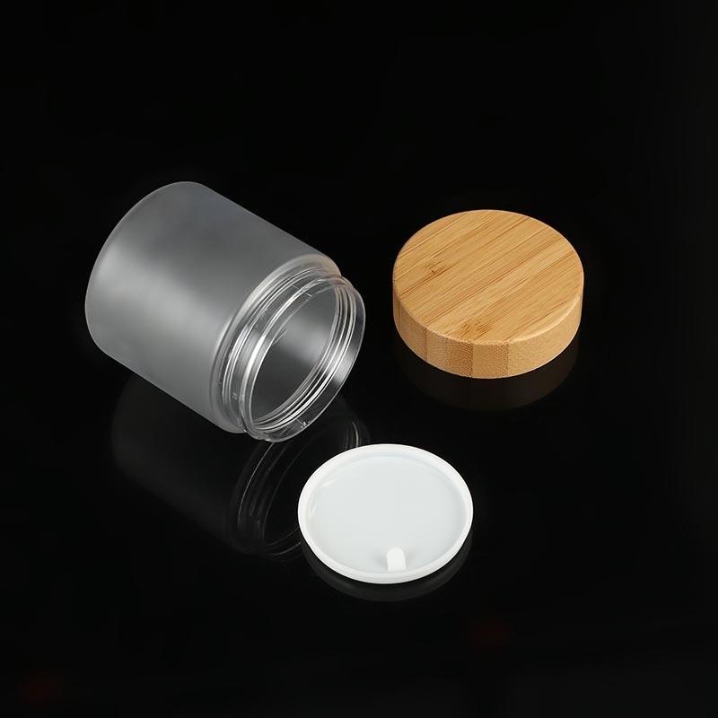 50_150_200_250ml Frosted Pet Jar With Bamboo Lid Wide Mouth Scrub Body Lotion Jar Cream Mask Jar