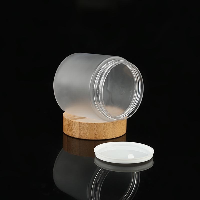 50_150_200_250ml Frosted Pet Jar With Bamboo Lid Wide Mouth Scrub Body Lotion Jar Cream Mask Jar