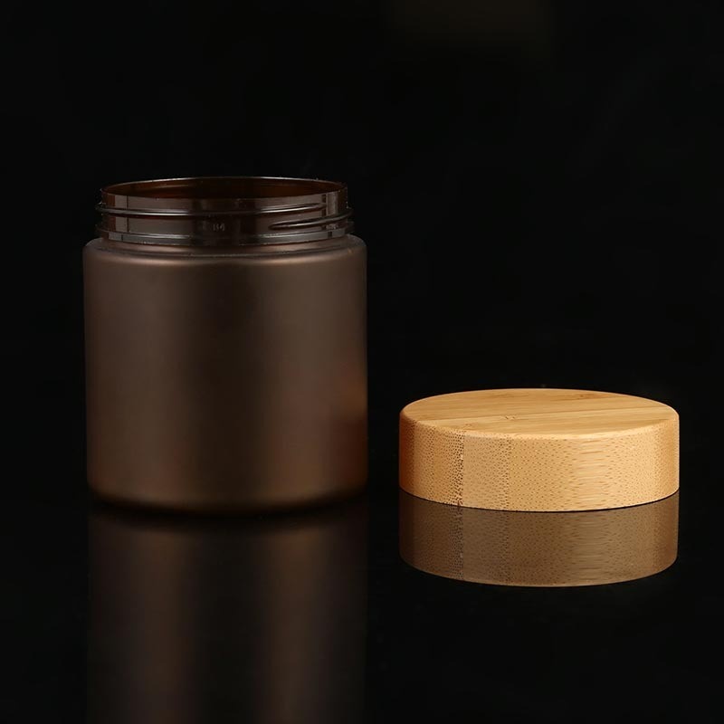 50_150_200_250ml Frosted Pet Jar With Bamboo Lid Wide Mouth Scrub Body Lotion Jar Cream Mask Jar