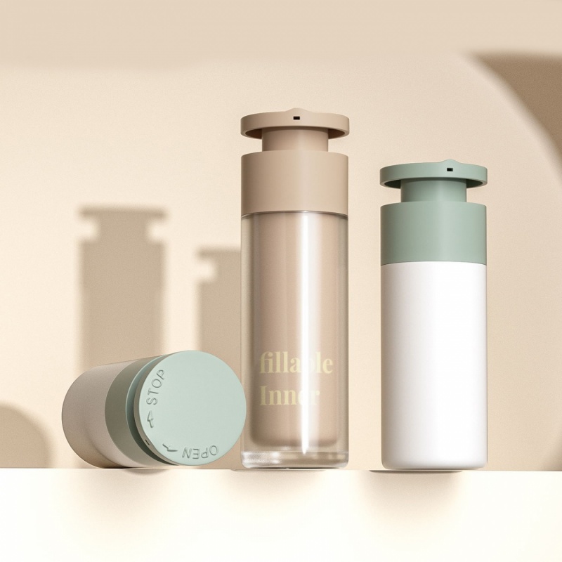 Environmental Protection Cosmetic Packaging Material 15-30ml Can Replace The Inner Vacuum Bottle 50ml Rotary Emulsion Bottle Customized