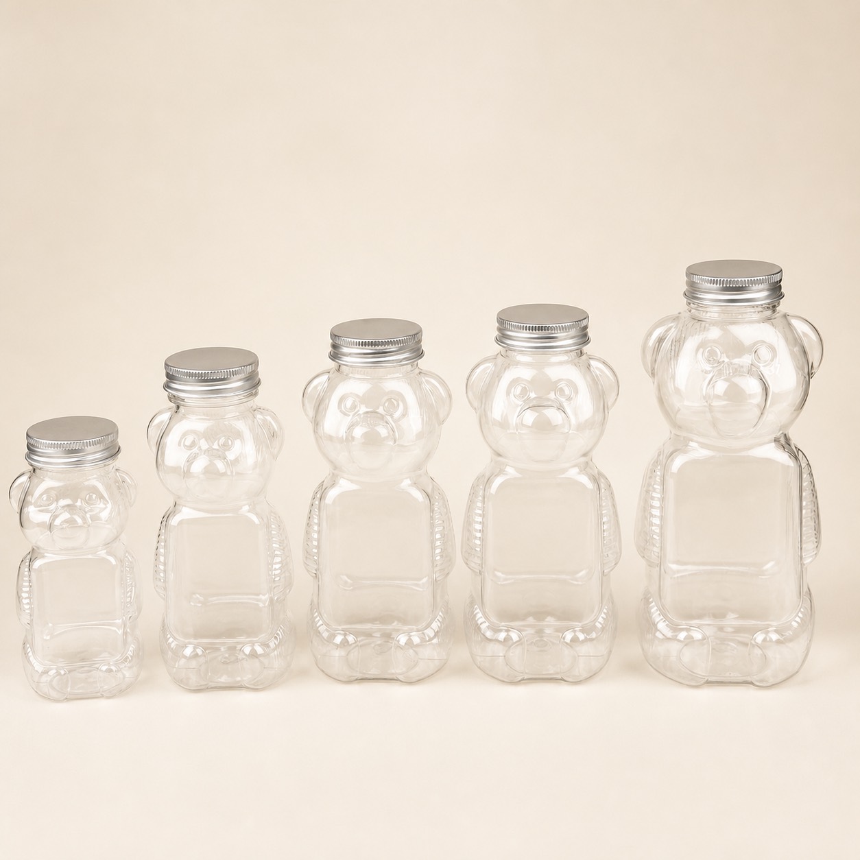 Factory Direct Sale Food Grade PET 150ml~500ml Bear Shaped Plastic Honey Jars and Creative New Student Portable Transparent Bottle