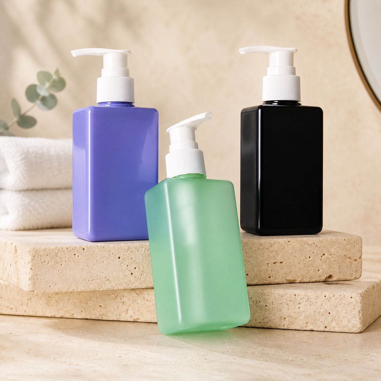 100ml 150ml Refillable square Thick PET Empty Plastic Lotion Pump Bottle for Shampoo