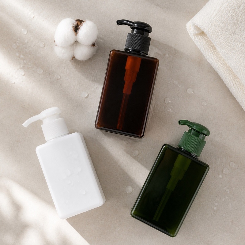 100ml 150ml 250ml 280ml 450ml 650ml PETG Plastic Square Hand Washing White Green Clear Pink Blue Brown Shampoo Shower Gel Bottle