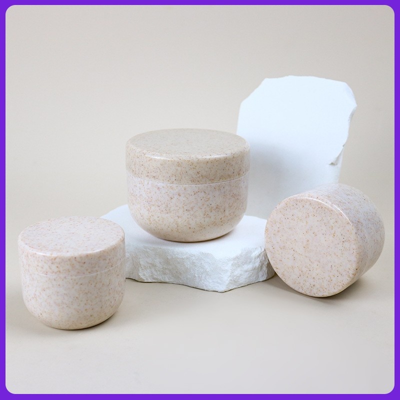 Wheat Straw Environmental Material Degradable Cream Bottle Injection Cream Jar Round Bottom Mask Bottle Cosmetic Packaging Jar