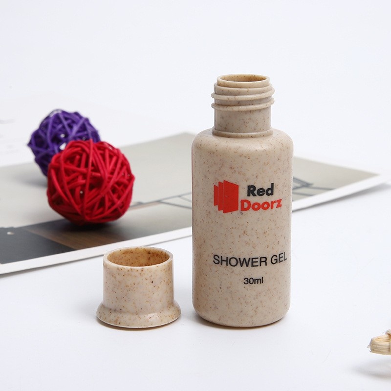 Degradable Straw Shampoo Bottle Hotel Washing Care Packaging Straw Empty Bottle Wheat Straw Dispenser Bottle
