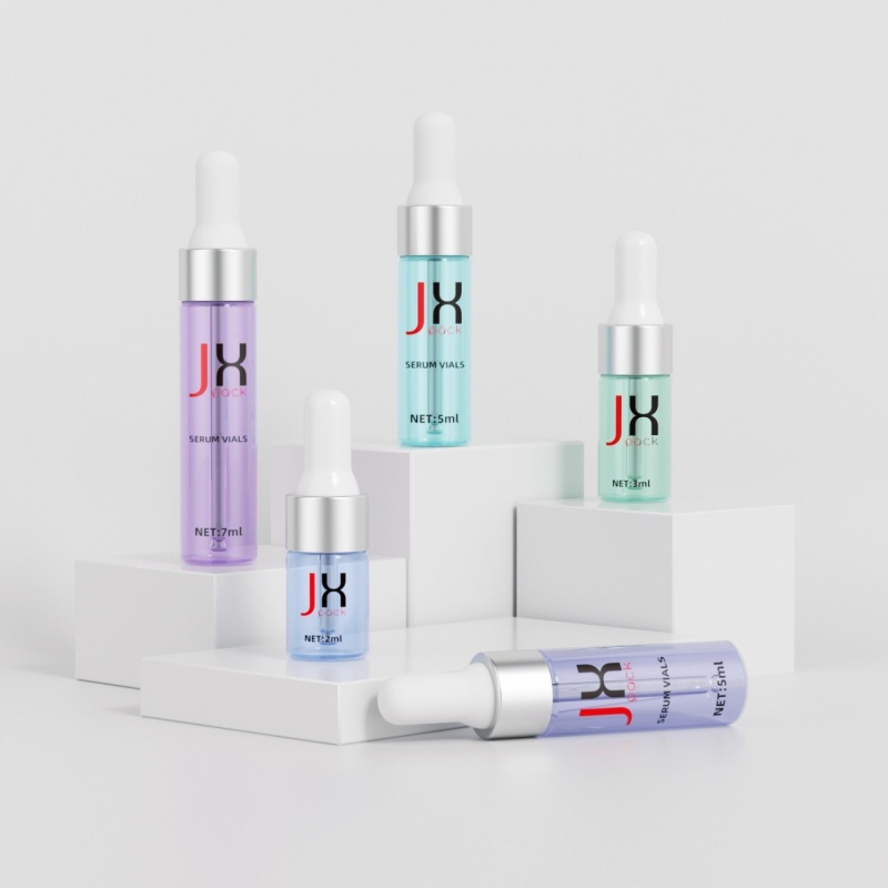 Wholesale 2ml 3ml 5ml 7ml colored rubber-tipped glass essential oil dropper bottles for travel