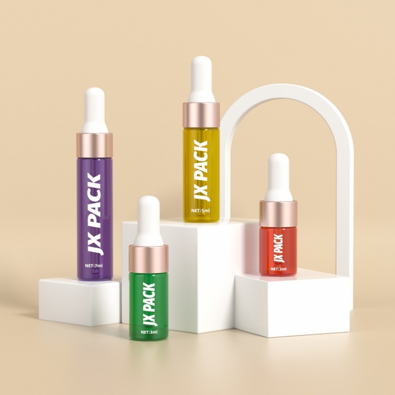 Wholesale 2ml 3ml 5ml 7ml colored rubber-tipped glass essential oil dropper bottles for travel