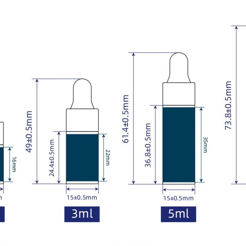 Wholesale 2ml 3ml 5ml 7ml colored rubber-tipped glass essential oil dropper bottles for travel