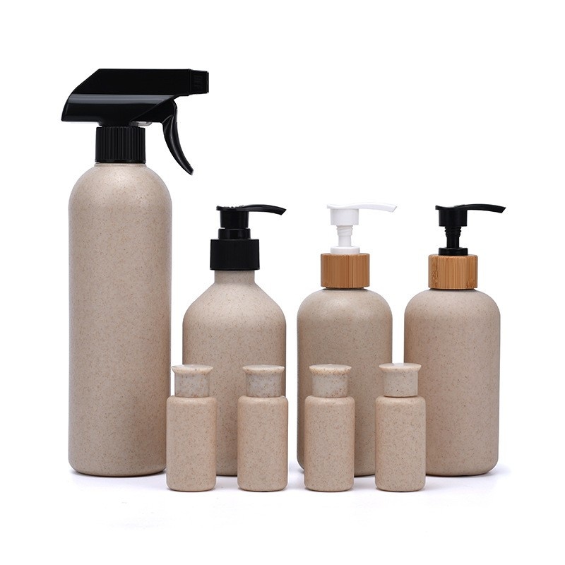 Degradable Wheat Straw Washing Bottle 100ml250ml500ml Cosmetic Skin Care Pressing Lotion Bottle