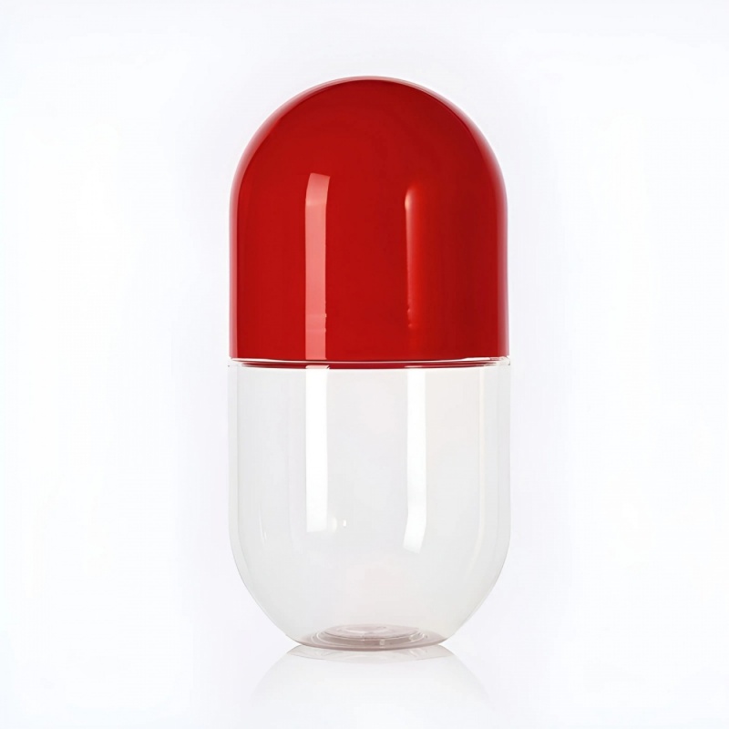Custom PET Plastic 520ml Color Capsule Shape Candy Bottle