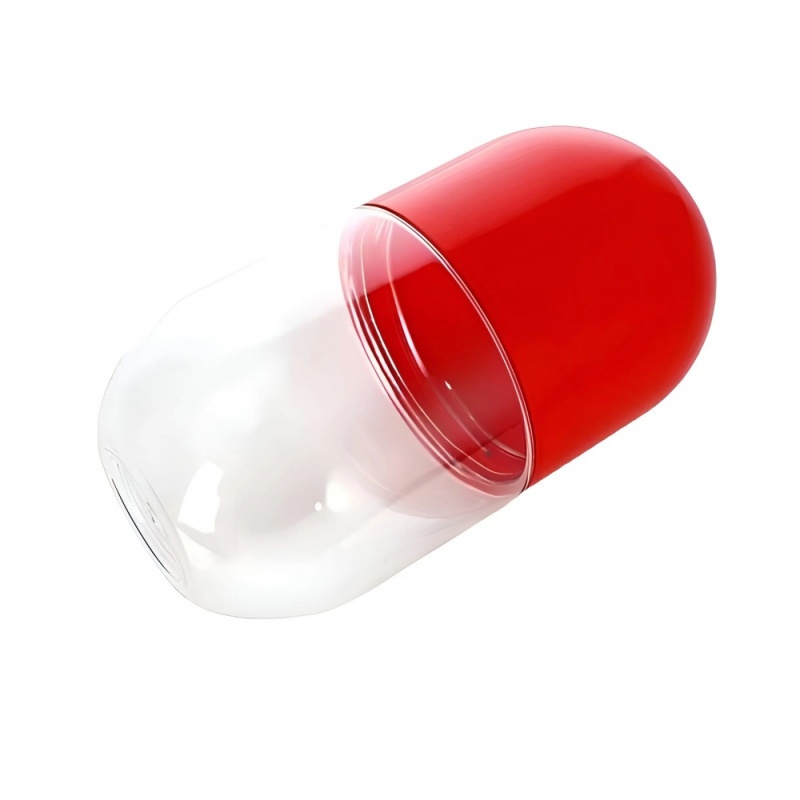 Custom PET Plastic 520ml Color Capsule Shape Candy Bottle