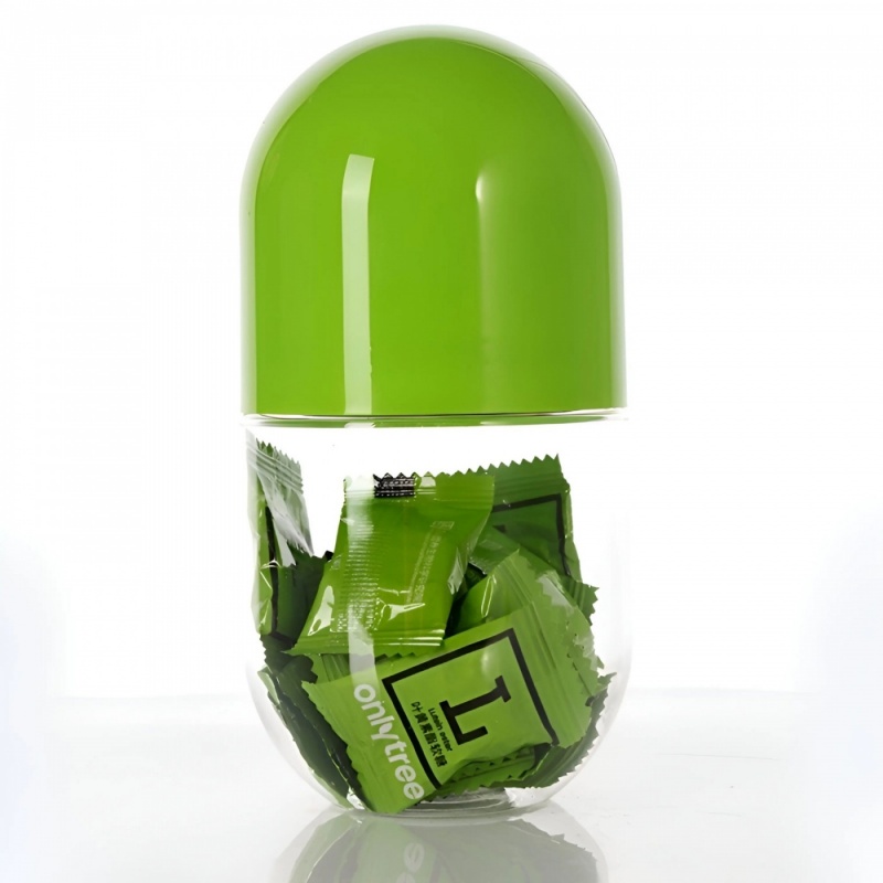 Custom PET Plastic 520ml Color Capsule Shape Candy Bottle