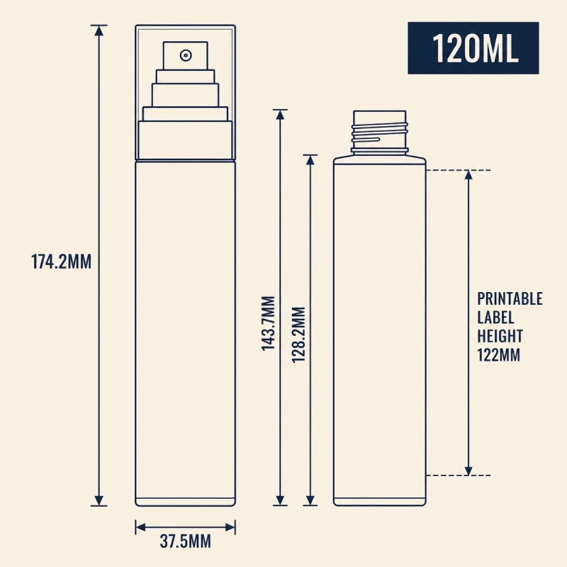 High Quality Reusable Eco-friendly 30ml 50ml 100ml 120ml Cylindrical PET Toner Pump Spray Bottle Fine Mist