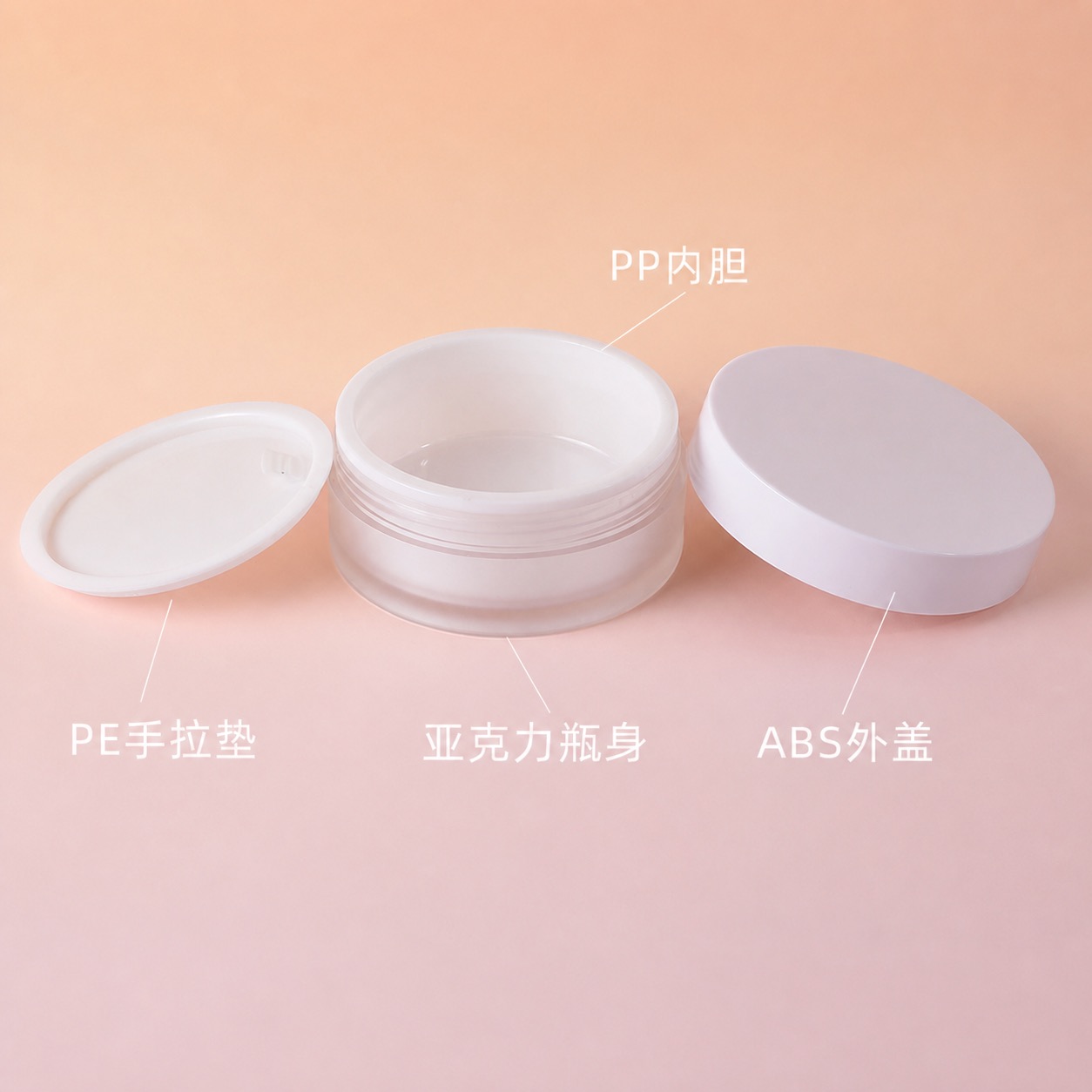 Factory Wholesale Private Custom AM Brand AM-D Model Empty Acrylic Plastic Jars 100g for Face Cream Screw Cap Silk Screen