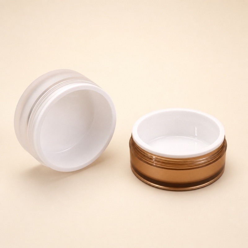 100g Acrylic Round Double Layer Face Cream Jar Cosmetic Packaging Container Empty Refillable Pot for Lotion Elegant Gold Design