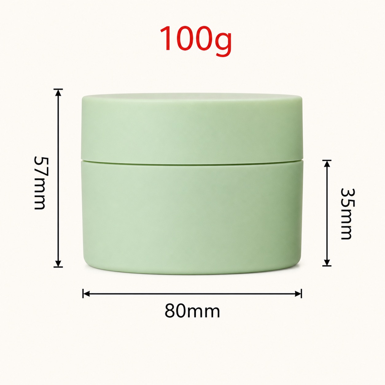 250g 100g 200g PP Plastic Customized Matte Green Cream Jar With Green Lid Double Wall