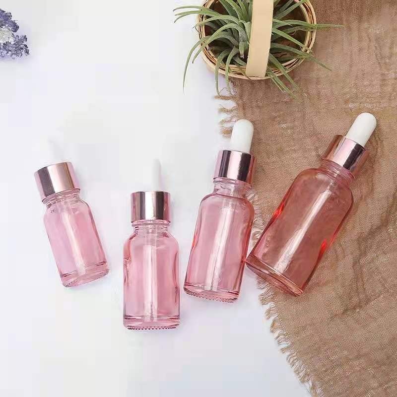 Hot-selling 5-100ML pink essential oil bottle dropper serum bottle