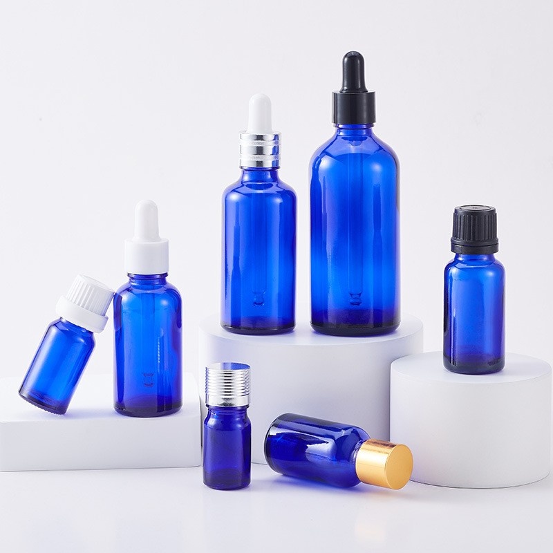 5ml 10ml 15ml 20ml 30ml 50ml 100ml Blue essential oil bottle empty bottle glass dropper bottle