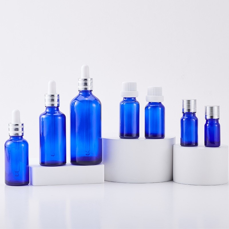 5ml 10ml 15ml 20ml 30ml 50ml 100ml Blue essential oil bottle empty bottle glass dropper bottle