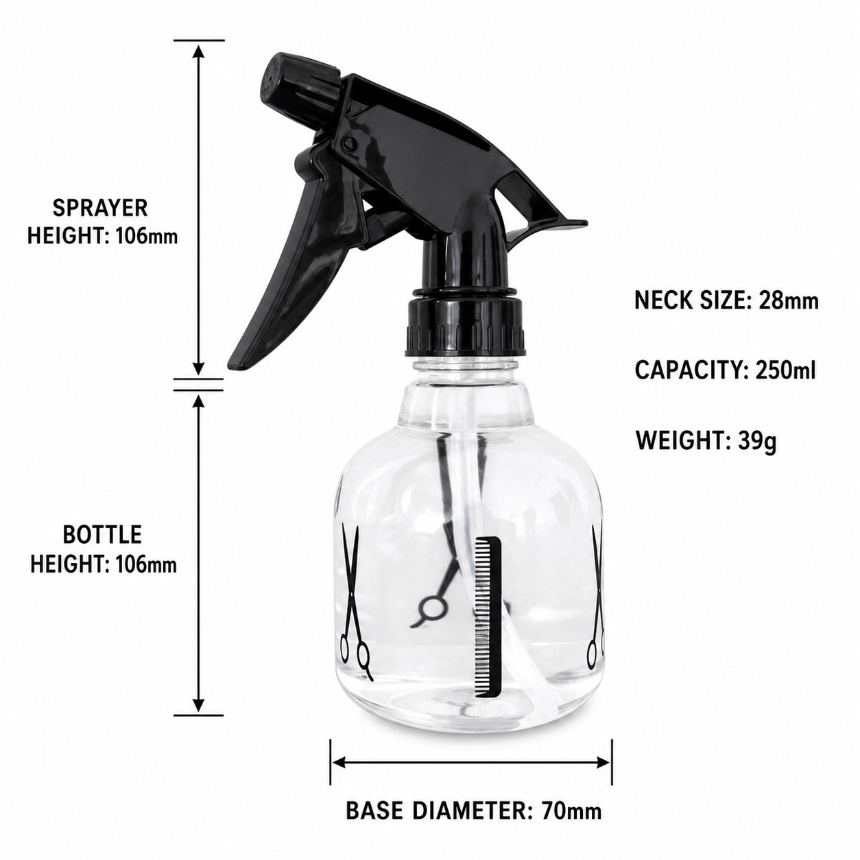 China Supplier Barbershop Hair Beauty PET 250ml Cosmetic Bottle With Plastic Trigger Sprayer Plastic Hair Salon Spray Bottle